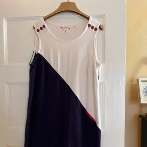 Tommy Hilfiger by Zooey sleeveless side zipper blue & white dress 1 side pocket